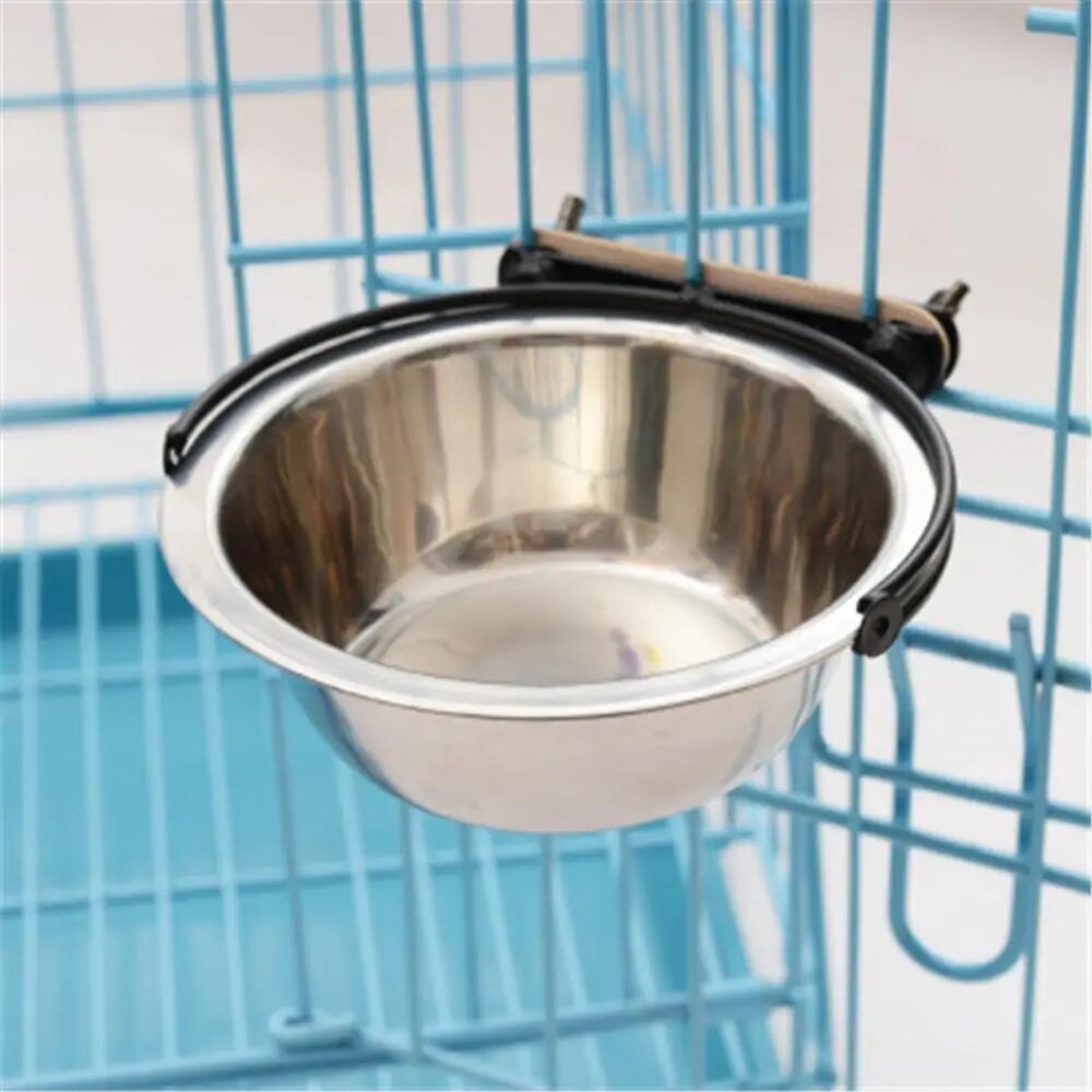 Pet Bowl Can Hang Stationary Dog Cage Bowls Stainless Steel Dog Cat Hanging Bowls Durable Puppy Kitten Feeder Water Food Bowl