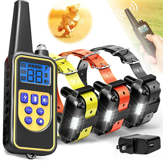 800m LCD Dog Training Collar Remote Control Pet Bark Stopper Dog Waterproof Electric Training Collars With Shock Vibration Sound