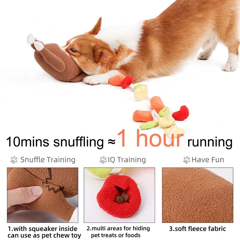 Dog Cat Toy Food Training Turkey Plush Pet Products Pet Interactive Puzzle Feeder Dog Chew Toys with Squeaker Hide Food Toys