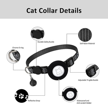 For Apple Airtag Case Cat Collar With Bell Reflective Nylon Collar For Dog GPS Finder Anti-lost Location Tracker Pet Products