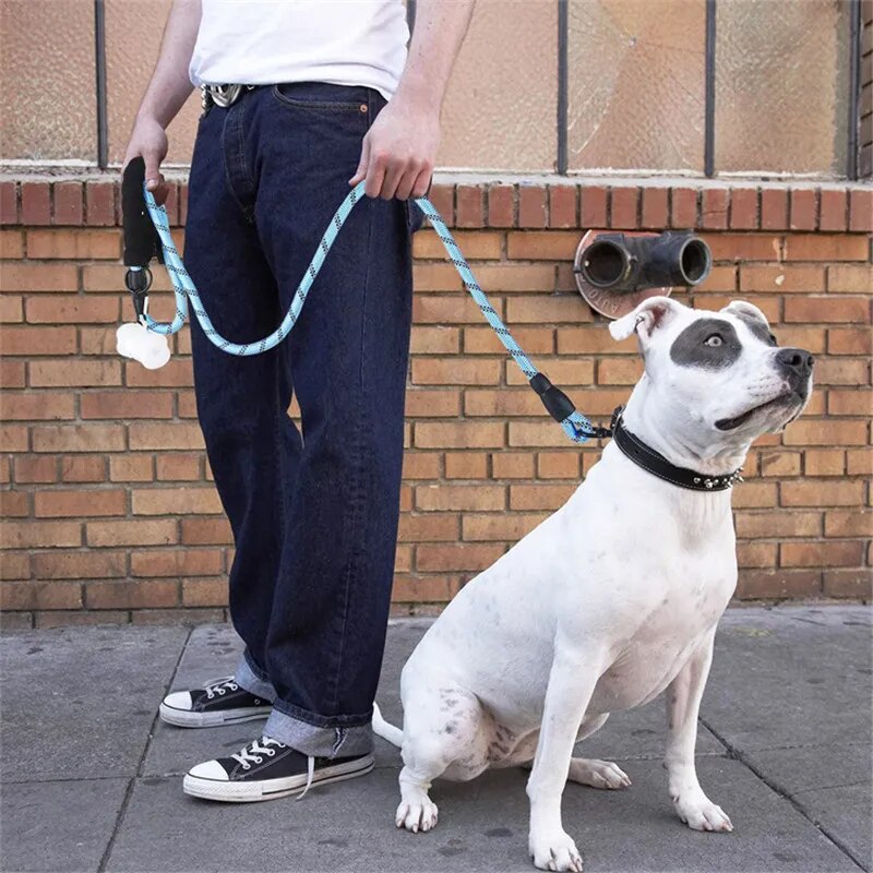 Nylon Reflective Dog Leash Rope Outdoor Training Pet Belt 1.5/2/3 Meter Long Lanyard for Small Medium Large Big Dogs Products