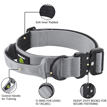 Tactical Military Collar Leash Set For Dog With Handle Strong Adjustable Para Perros Big Dogs Pitbull Pet Training Accessories
